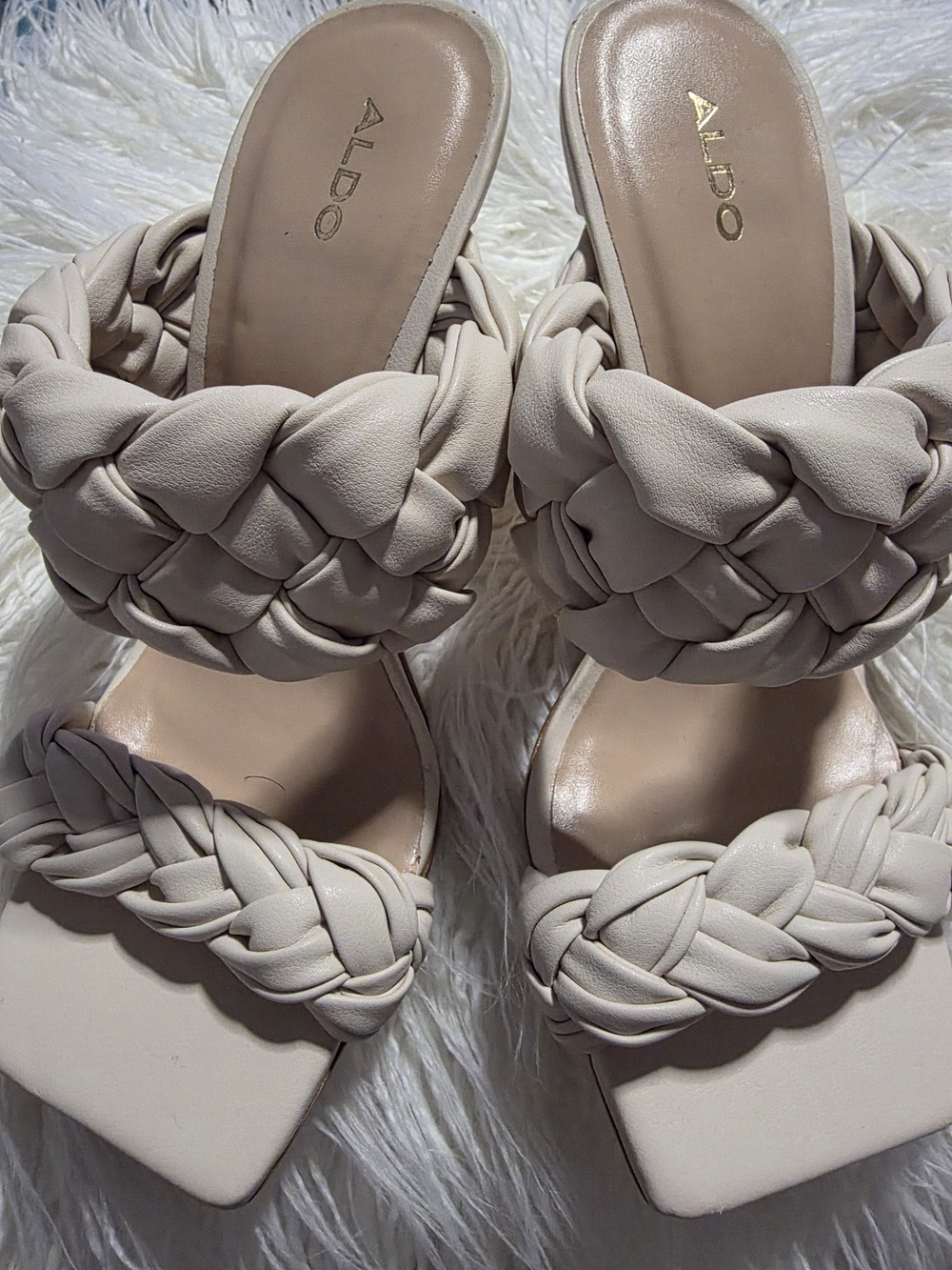 ALDO Women's Braided Slide Heels in Light Beige